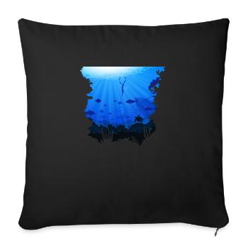 Freedive Diving Apnoe Deep Seas Underwater Diver - Sofakissenbezug 45 x 45 cm - Schwarz - Vorne