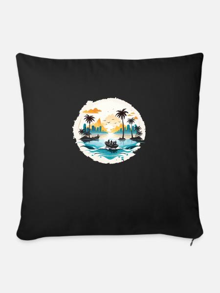Tropischer Sonnenuntergangsurlaub - Sofakissenbezug 45 x 45 cm - Schwarz