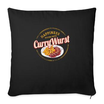 Currywurst Saucisse rétro Frites Bratwurst Vintage - Housse de coussin décorative 45 x 45 cm - noir - Devant