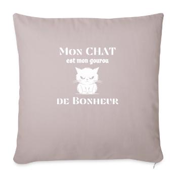 Mon Chat est mon Gourou de Bonheur - Housse de coussin décorative 45 x 45 cm - taupe clair - Devant