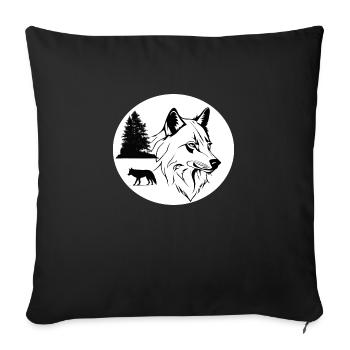 Loup nordique avec sapin - Housse de coussin décorative 45 x 45 cm - noir - Devant