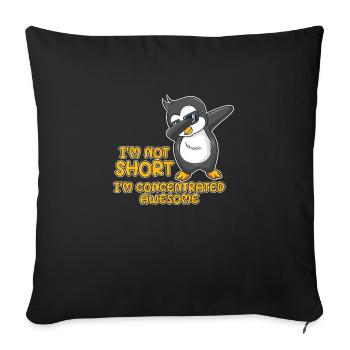 Pingouin mignon avec le dicton - Je ne suis pas petit - Housse de coussin décorative 45 x 45 cm - noir - Devant
