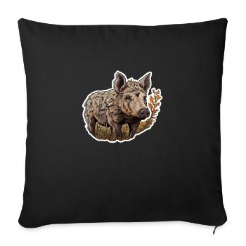 Wild boar in a field - Sofa pillowcase 17,3'' x 17,3'' (45 x 45 cm) - black - Front