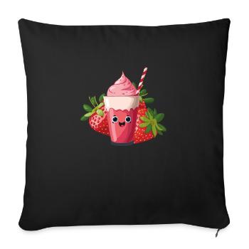 erdbeer shake - Sofakissenbezug 45 x 45 cm - Schwarz - Vorne
