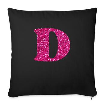 Glitter pink letter d - Sofa pillowcase 17,3'' x 17,3'' (45 x 45 cm) - black - Front