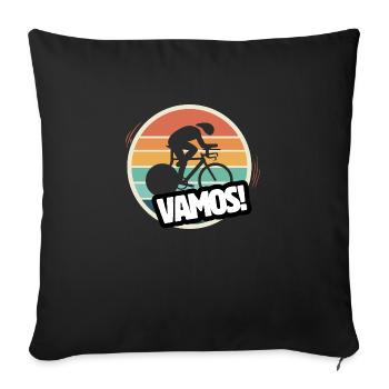 Vamos cycliste sur piste rétro - Housse de coussin décorative 45 x 45 cm - noir - Devant