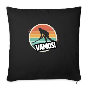 Vamos hockey sur gazon rétro - Housse de coussin décorative 45 x 45 cm - noir - Devant