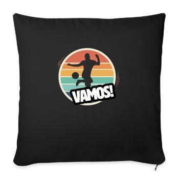 Vamos football rétro - Housse de coussin décorative 45 x 45 cm - noir - Devant