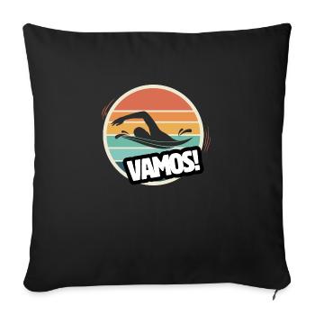 Vamos natation rétro - Housse de coussin décorative 45 x 45 cm - noir - Devant