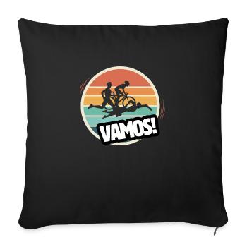 Vamos triathlon rétro - Housse de coussin décorative 45 x 45 cm - noir - Devant