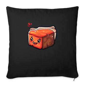 Bacon kawaii sucré au visage souriant - Housse de coussin décorative 45 x 45 cm - noir - Devant