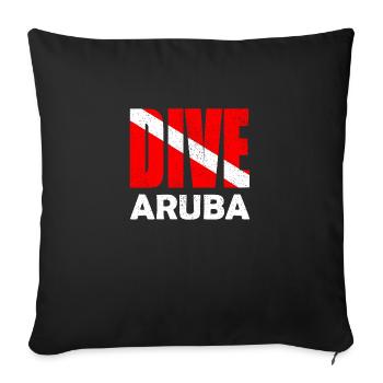 Aruba Dive - Plongeur Down Flag Plongée sous-marine Tauchen - Housse de coussin décorative 45 x 45 cm - noir - Devant