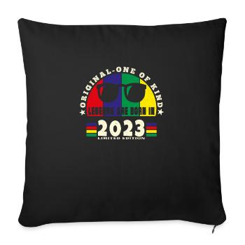 Original - One of Kind 2023 Birthday Gift. - Sofa pillowcase 17,3'' x 17,3'' (45 x 45 cm) - black - Front