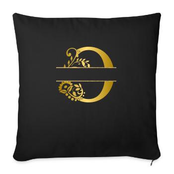 Personalized Letter o Gold Floral - Gift Idea - Sofa pillowcase 17,3'' x 17,3'' (45 x 45 cm) - black - Front
