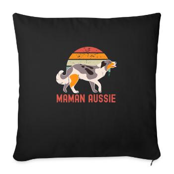 Maman berger australien aussie - Housse de coussin décorative 45 x 45 cm - noir - Devant