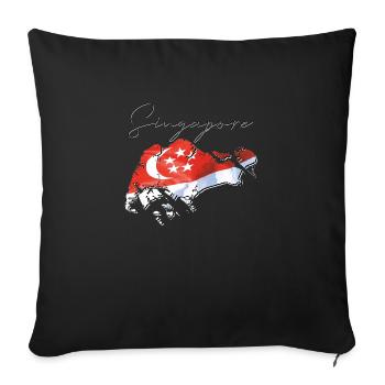 Singapore flag on the Singapore map EN - Sofa pillowcase 17,3'' x 17,3'' (45 x 45 cm) - black - Front