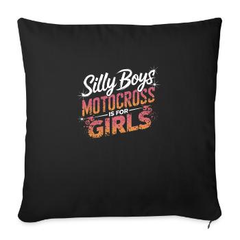 Motocross : Propulser les femmes hors route - Housse de coussin décorative 45 x 45 cm - noir - Devant