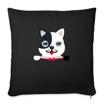 Сheerful, festive cat with a red festive butterfly - Sofa pillowcase 17,3'' x 17,3'' (45 x 45 cm) - black - Front