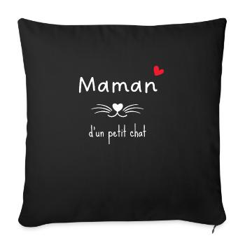 Maman d’un petit chat - assorti petit bébé - Housse de coussin décorative 45 x 45 cm - noir - Devant