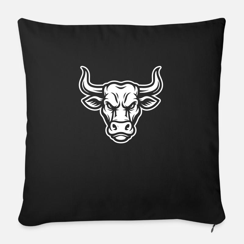 Bulle Stier Kopf - Sofakissenbezug 45 x 45 cm - Schwarz