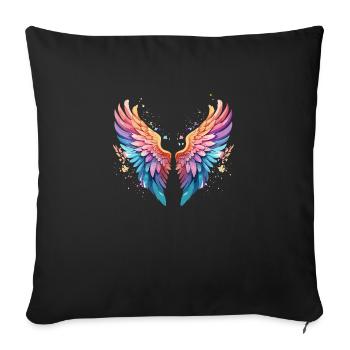 Angelwings,Angel Wings,Graffiti,Painting,Colorful - Sofa pillowcase 17,3'' x 17,3'' (45 x 45 cm) - black - Front