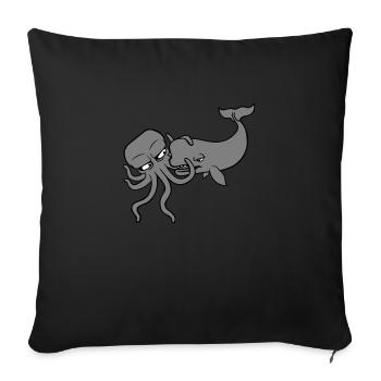 Octopus Whale 2 Fighting Deep Sea Monster Sea Monster - Sofa pillowcase 17,3'' x 17,3'' (45 x 45 cm) - black - Front