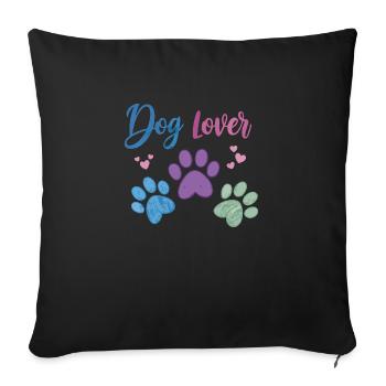 Amoureux des chiens - patte de chien - Housse de coussin décorative 45 x 45 cm - noir - Devant