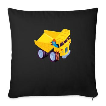 Bird in excavator - Sofa pillowcase 17,3'' x 17,3'' (45 x 45 cm) - black - Front