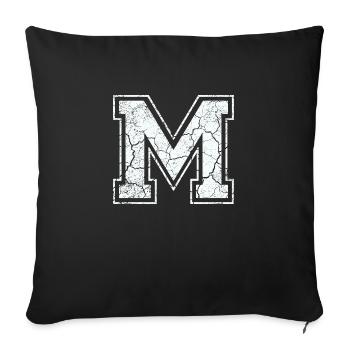 Letter of m in white in Used Look - Sofa pillowcase 17,3'' x 17,3'' (45 x 45 cm) - black - Front