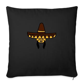 head face mexican funny south america sombrero - Sofa pillowcase 17,3'' x 17,3'' (45 x 45 cm) - black - Front