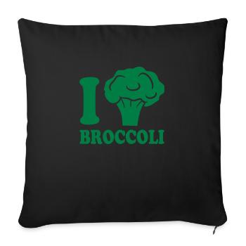 J'adore les légumes logo brocoli - Housse de coussin décorative 45 x 45 cm - noir - Devant