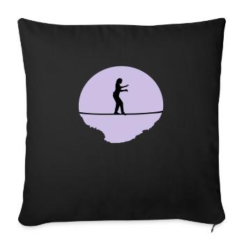Slacklining Woman - Sofa pillowcase 17,3'' x 17,3'' (45 x 45 cm) - black - Front