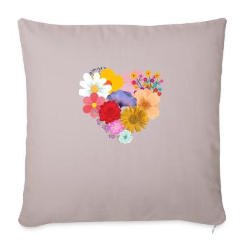 Fleur d’amour - Housse de coussin décorative 45 x 45 cm - taupe clair - Devant