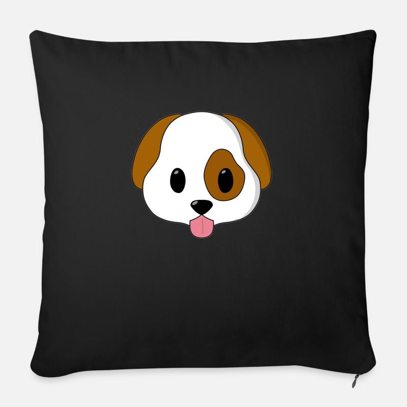 Gesicht Hunde-Emoji - Sofakissenbezug 45 x 45 cm - Schwarz