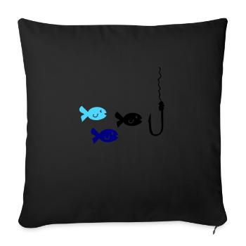 Fishing Fish - Sofa pillowcase 17,3'' x 17,3'' (45 x 45 cm) - black - Front
