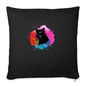 panther,cheetah,leopard,black,colorful,graffiti - Sofa pillowcase 17,3'' x 17,3'' (45 x 45 cm) - black - Front