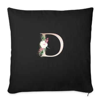 Customizable Monogram D Floral - Sofa pillowcase 17,3'' x 17,3'' (45 x 45 cm) - black - Front