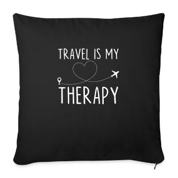 Travel is My Therapy - Sofa pillowcase 17,3'' x 17,3'' (45 x 45 cm) - black - Front