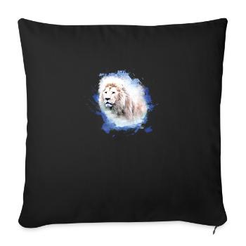 lion, tête de lion, graffiti, bleu, lion blanc, graffiti - Housse de coussin décorative 45 x 45 cm - noir - Devant