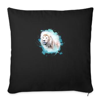 lion, tête de lion, graffiti, vert, lion blanc, graffiti - Housse de coussin décorative 45 x 45 cm - noir - Devant