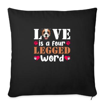 Amerikanische Bulldogge Liebe Vierbeiniges Wort - Sofakissenbezug 45 x 45 cm - Schwarz - Vorne