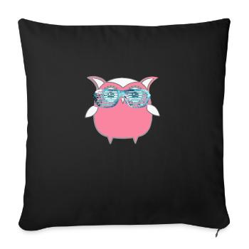 Hibou, Comic,menthe,Sonnenbrllle, spacebrille,sommer, - Housse de coussin décorative 45 x 45 cm - noir - Devant