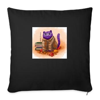 Chat d’automne - Housse de coussin décorative 45 x 45 cm - noir - Devant
