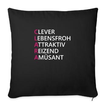 Clara Name Geschenk - Sofakissenbezug 45 x 45 cm - Schwarz - Vorne