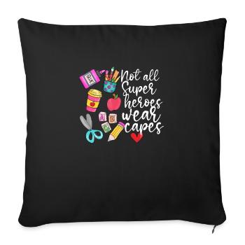 Enseignants Enseignants École Enseignants Personnel enseignant - Housse de coussin décorative 45 x 45 cm - noir - Devant