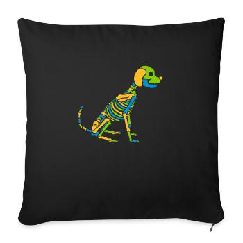 Chien squelette coloré Halloween - Housse de coussin décorative 45 x 45 cm - noir - Devant