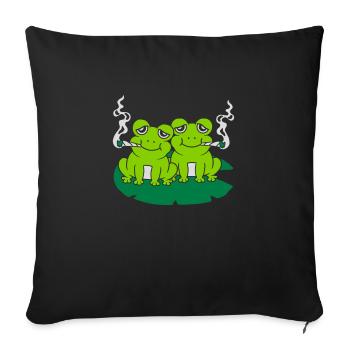 Joint rauchen 2 Frösche - Sofakissenbezug 45 x 45 cm - Schwarz - Vorne