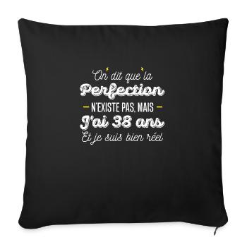 38 ans de perfection / cadeau anniversaire 38 ans - Housse de coussin décorative 45 x 45 cm - noir - Devant