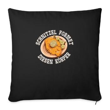 Schnitzel formte diesen Körper Schnitzelfan - Sofakissenbezug 45 x 45 cm - Schwarz - Vorne