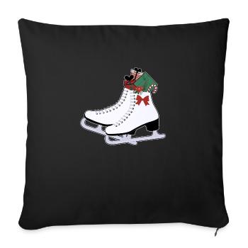 Ice skates Christmas - Sofa pillowcase 17,3'' x 17,3'' (45 x 45 cm) - black - Front